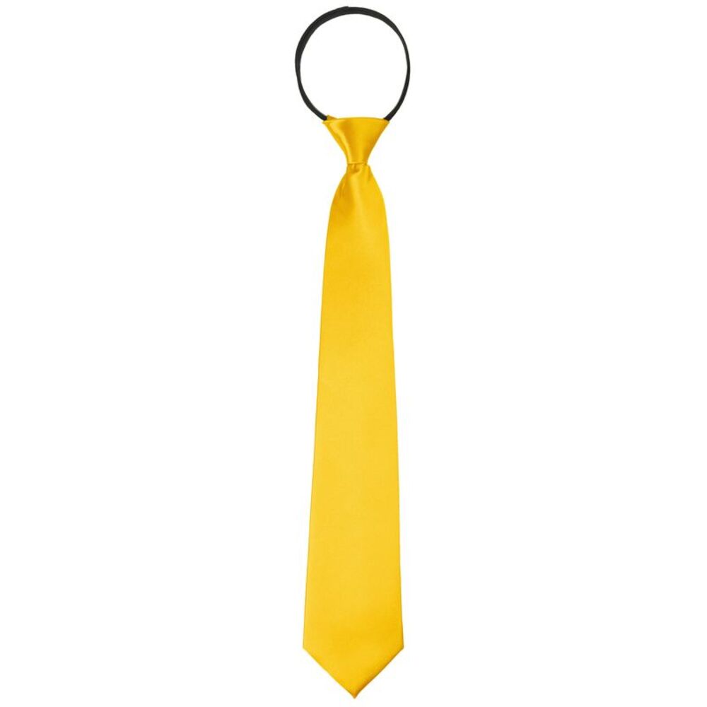 Zipper Ties Pre-Tied Necktie Satin Shine Solid Color Tie Neck Yellow